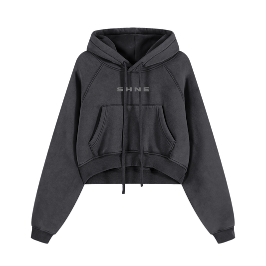 The Glyph | Snow Washed Crop Hoodie